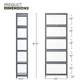 Magshion 5 Levels Acrylic Display Cabinet with Door, Free Standing 3-Sided Clear Display Shelf Case Rack for Store Showcase, Tall Curio Cabinet Bookcase Liquor Storage 23"(L) x 12.5"(W) x 67.5"(H)