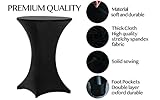 Tina's 12 Pack 32x43 Inch Highboy Spandex Cocktail Table Cover Black, Fitted Stretch Cocktail Tablecloth for Round Tables (12PC 32X43 Black)