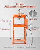 VEVOR Hydraulic Shop Press, 30 T H-Frame Pneumatic Shop Press with Press Plate & Triangular Support, Stable Garage Floor Adjustable Hydraulic Press with Relief Valve, Fit for Bending & Straightening