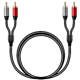 2RCA to 2RCA Cable 65Ft, Gold-Plated 2 RCA Male to 2 RCA Male Stereo Audio Cable for Home Theater, HDTV, Gaming Consoles, Hi-Fi Systems (65Ft/20M)