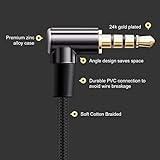 CableCreation 3.5mm Aux Cable 6FT/1.8m, Aux Cord for Car, 90 Degree Right Angle HiFi TRRS Auxiliary Cable with Silver-Plating Copper Core for Car Stereos, iPhones, Speakers, PS4 Headset, Black