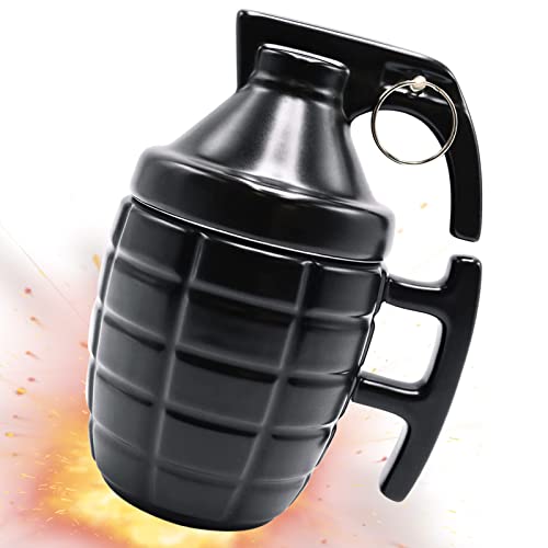 LUCYLANKER Hand Grenade Ceramic Coffee Mug,Funny Home Bar Gift for Beer Lovers, Military Enthusiasts, Men and Women, 280ML (Style C)
