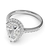 14k White Gold Simulated Pear-Shaped Diamond Halo Engagement Ring with Side Stones Promise Bridal Ring (5.5)