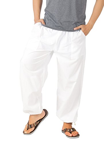 CandyHusky Baggy Sweatpants Men Cotton, Drawstring Lounge Pants, Relaxed Fit, Ideal for Comfort White 4XL