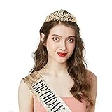 "Birthday Queen" Sash & Rhinestone Tiara Set COCIDE Silver for Women Birthday Decoration Kit Headband for Girl Glitter Crystal Hair Accessories for Party Cake Topper