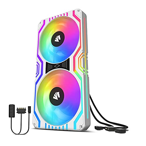 ASIAHORSE Matrix-White 48 Addressable RGB LEDs 240MM All-in-One Square Frame Integrated Fan with MB Sync/Analog Controller, Integrated PWM Control Fan for Computer Case and Liquid Cooling System