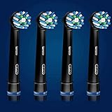 Oral-B Crossaction Electric Toothbrush Replacement Brush Head Refills, Black, 4 Count (Pack of 1)