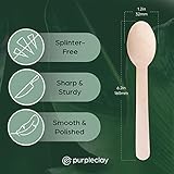 Wooden Disposable Spoons - 300 Piece Wood Compostable Spoons - Eco-Friendly Biodegradable Utensils for Party - Free From Plastic Cutlery Set - Disposable Cutlery for Eating - Compostable Utensils