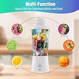 Portable Blender, 360 Watt Personal Blender for Shakes and Smoothies, 6000mAh USB Rechargeable, BPA Free 24 Oz Juicer Cup with 6 Blades and Lid, Self Cleaning Portable Juicer for Kitchen/Travel, White