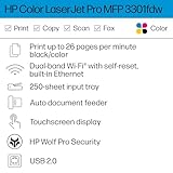 HP Color Laserjet Pro MFP 3301fdw Wireless All-in-One Color Laser Printer, Office Printer, Scanner, Copier, Fax, ADF, Duplex, Best-for-Office (499Q5F)