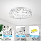 Crystal Chandeliers Flush Mount LED Ceiling Light Fixture, 5000K Daylight White Super Bright 1980LM 11-Inch Non-Dimmable Farmhouse Kitchen Light Modern Ceiling Lamp for Bedroom Bathroom Nursery