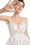 Sorayan Women's Wedding Dresses Appliques Boho Beach Sexy Spaghetti Straps Lace Bridal Gowns Open Back (12,Photo Color)