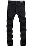 ZLZ Black Ripped Biker Jeans for Men Slim Fit, Men's Comfy Stretch Distressed Biker Jeans Pants Rock, Designer Jeans, Size 32