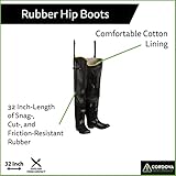 Black Hip Boots with Adjustable Straps, Plain Toe, Cotton Lined, 32-Inch Length