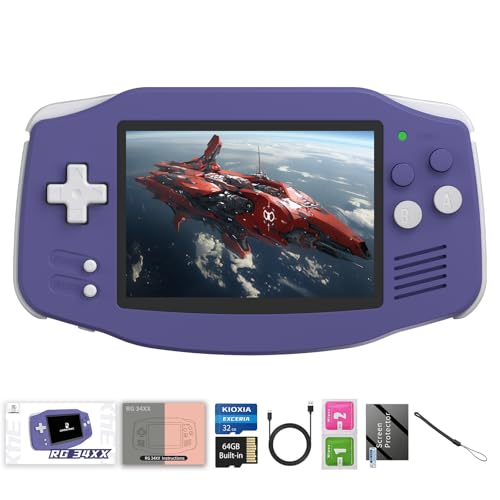 RG34XX Retro Handheld Game Consoles RG34XX Classic Retro Gaming Console 32+64G Card Preloaded Games 5000+ rg34xx Portable Gaming Console Linux 64-bit 3500mAh Battery WiFi Bluetooth HD and TV Output Indigo