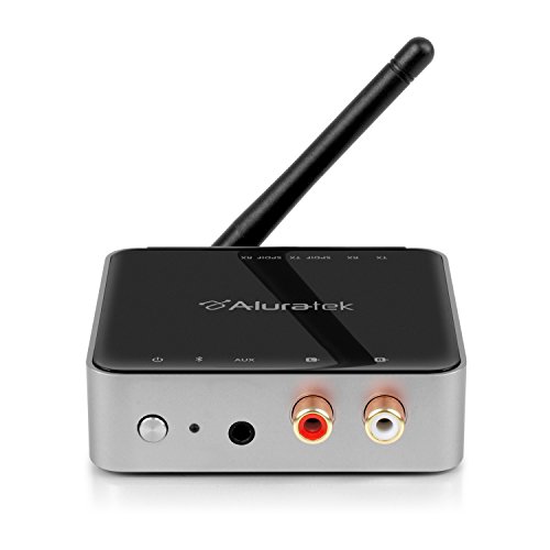 Aluratek ABC53F Bluetooth Audio Receiver and Transmitter with Bluetooth 5 (Stream up to 300 feet), AUX, RCA and Optical Connections Supported, Low Latency, aptX, Wireless Audio TV to Headphones