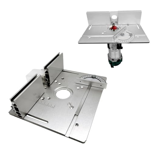 Aluminium Router Table Insert Plate, 2 in 1 Woodworking Benches Router Flip Plate with Miter Gauge, Fence Sliding Brackets, Multifunctional Trimming Engraving Table