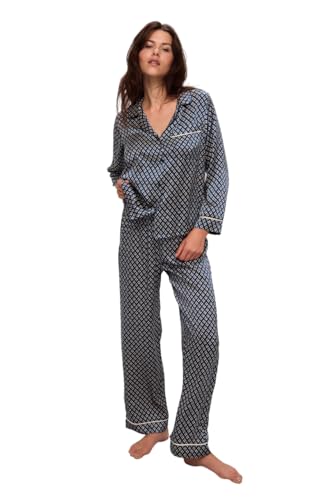 Eberjey Inez Printed Long Pajama Set - Petite Batik Indigo Blue