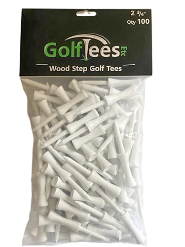 Step Down Golf Tees - Wooden Castle, Precision Height Golf Tees (White, 2 3/4")