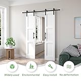 Fredbeck Double 18x84 inch White Barn Door with 6.6FT Barn Door Hardware Kit Included,with MDF and Wood,DIY Assembly,3-Panel,36inch barn Door,Fit 33in-35in Opening