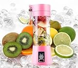 Portable Blender, Personal size blender for Shakes and Smoothies with USB Rechargeable, 380Ml 25 watts With 6 Blades, Handheld Blender Suitable for Travel,Office, Gym(pink), Medium