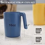 Homienly Wheat Straw Cups with Handle Plastic Cups Mug Sets of 6 Unbreakable Drinking Cup Kids Mugs Reusable Dishwasher Safe Water Glasses Kitchen Essentials Cups for Kitchen, Kids (16 Oz with handle)