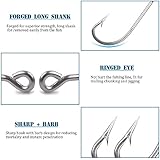 Fishing Hooks Saltwater J Hooks,130pcs Stainless Steel O'Shaughnessy Fishing Hooks Long Shank Hooks Forged Hooks Trolling Hooks Extra Strong with Fishing Beads for Saltwater Freshwater Fishing