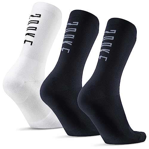 Souke Sports Crew Cycling Socks for Men and Women, Breathable Cushioned Moisture Wicking Athletic Compression Socks