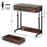 Tribesigns Portable Desk with Drawers, Mobile Laptop Desk with Wheels, Couch Desk Sofa Side Table Bed Desk, Small Standing Desk for Home Office (Brown)…