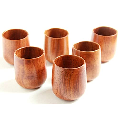 Moyishi Top-Grade Natural Solid Wood Wooden Tea Cup Wine Mug 250ml (6 PCS)