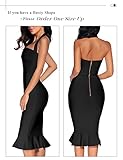 Women's Bandage Dress Sexy Halter Fishtail Bodycon Party Club Wedding Guest Dresses (M, Black)