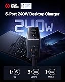 Baseus 240W Smart Charging Station, 5-in-1 GAN Desktop USB C Charger with Digital LED Display, PD 3.1 Dual Laptop Type C Fast Charging for MacBook Pro, Dell XPS, Lenovo, iPhone 16, Galaxy S24