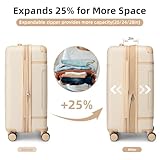 LARVENDER Luggage Sets 6 Piece, Expandable Luggage Hardshell Suitcase Sets with Spinner Wheels TSA Locks, Vintage Travel Luggage Set Clearance for Men and Women, Cream White