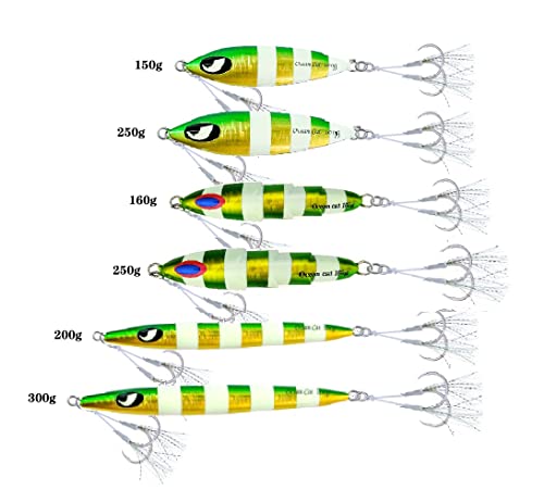 6 Pcs Combo Slow Pitch Jigs Fishing Lures Sinking Lead Metal Flat Fall Jigging (Combo-6)