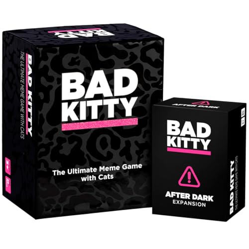 Bad Kitty Party Game + After Dark Expansion Set. The Ultimate Meme Game with Cats - The PURRRRFECT Adult Card Game for You, Your Posse & Other Cool Cats! - for Friends, Family, Board Game Night