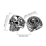 OIDEA 2Pcs Bikers Stainless Steel Gothic Skulls Ring,Black Silver, Size 8-15 (10)