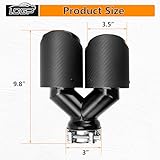 LCGP 2 Pack Carbon Fiber Exhaust Tip 3" Inlet to Dual 3.5" Outlet 9.8" Long Black Stainless Steel Y Pipe Tailpipe tip