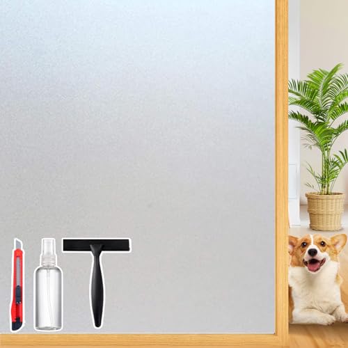 Frosted Glass Window Privacy Film Decorative with Tools, 2 Way Frosting Privacy Film for Glass Windows, Static Cling Tint for Home Anti-UV, Covering Clings 45.2" by 157.4"