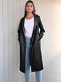 Trendy Queen Womens Black Long Faux Leather Jackets Trench Coat Fall Blazer 2025 Going Out Outfits Clothes Sexy Oversized Waterproof M