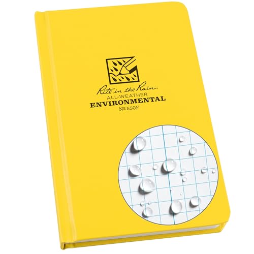 Rite in the Rain Weatherproof Hard Cover Notebook, 4.75" x 7.5", Yellow Cover, Environmental Pattern (No. 550F)