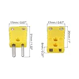 MECCANIXITY Mini K Type Thermocouple Wire Connectors Male Female Plug Adapter High Temperature 120°C(248°F) for Thermocouple Sensor Probe Yellow 5 Set