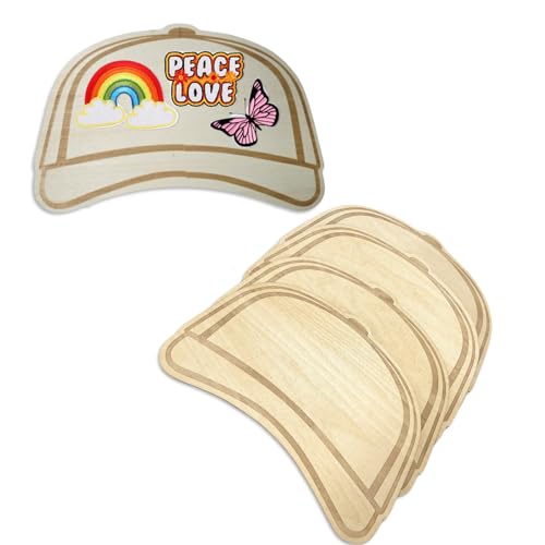 5 Pcs Trucker Hat Template, Trucker Hat Template for DIY Design Hat Patch Layout, Wooden Baseball Cap Design Patch Layout (No Patch)