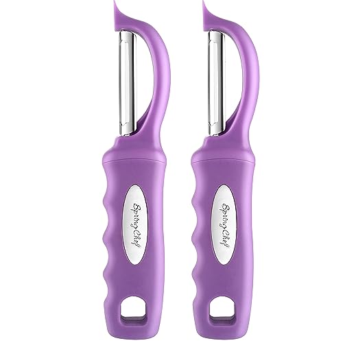 Spring Chef Premium Swivel Vegetable Peeler, Soft Grip Handle and Ultra Sharp Stainless Steel Blades - Perfect Kitchen Peeler For Veggie, Fruit, Potato, Carrot, Apple - Orchid - Set of 2