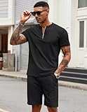 COOFANDY Men's 2 Pieces Outfits Casual Quarter Zip Polo T Shirt and Shorts Set Athletic Jogging Summer Tracksuit