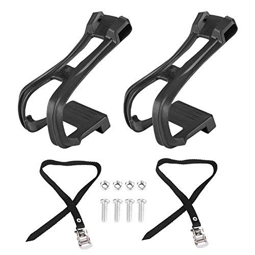 Jadeshay Non-Slip Bike Pedal Toe Clip Set, Durable Toe Clips & Straps for Road, Mountain & Fixed Gear Bikes