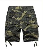 FOURSTEEDS Women Camouflage Cargo Shorts Athletic Cotton Multi-Pocket Capri Casual Summer Shorts Army Green Camo US 16