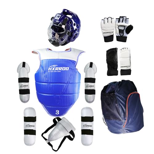 HXRROO 13 pcs Taekwondo Sparring Gear Set Ultimate Protective Gear for Taekwondo Karate Trainer Children Youth Adult (Blue, 4#)