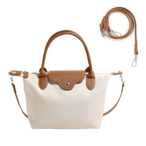 Long Keeper Mini Crossbody Bag for Women Casual Lightweight Small Nylon Tote Bag Ladies Shoulder Purses & Handbags With Strap (Beige)