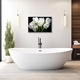 CXHOSTENT Tulip Canvas Wall Art White Flower Pictures Wall Decor Floral Plants Painting Print Home Bathroom Bedroom Decor Frame (Tulip - 1, 12L x 18W)