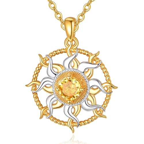 Dreamboat Sterling Silver Gold Sun Necklace for Women Apollo Necklace Sun Pendant Sunburst Tangled Celestial Jewelry Gifts